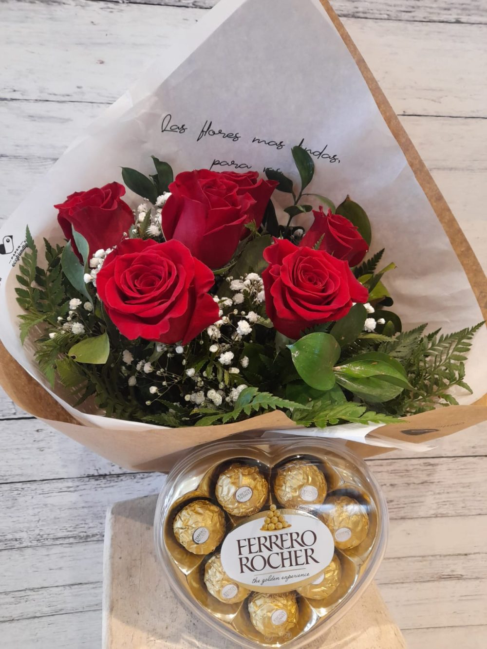 6 ROSAS CON FERRERO CUORE