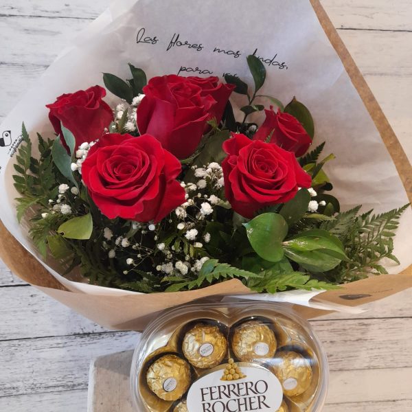 6 ROSAS CON FERRERO CUORE